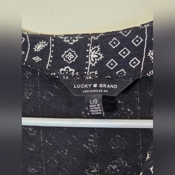 Lucky Brand Boho Chic Modern Hippie V-Neck Tunic Blouse, Large - Picture 2 of 3